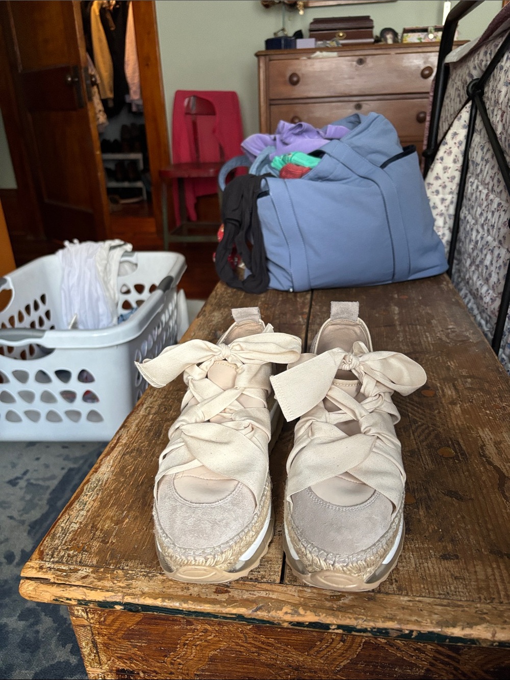 Free People Cream Espadrille Platform Sneakers
